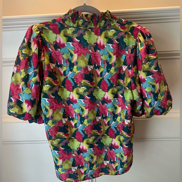 NWT Boutique THML Puff Sleeve Top Floral Loud and Clear Anthropologie Size Small - Picture 4 of 6